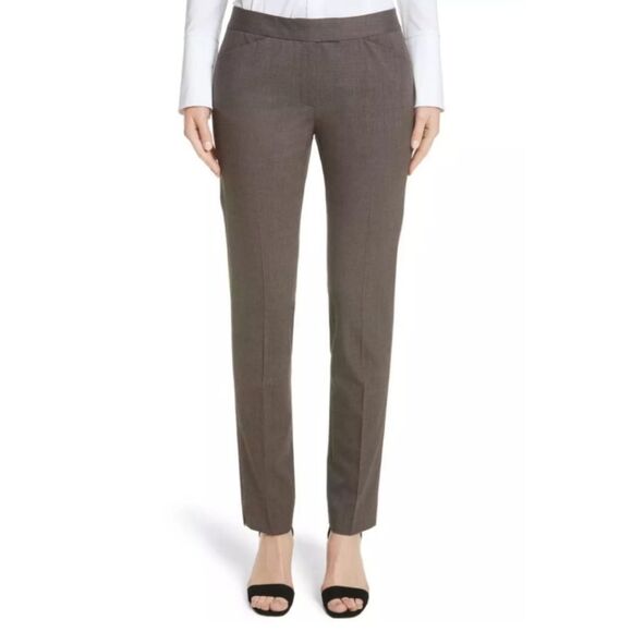 Lafayette 148 Irving Warm Grey Wool Pants Trousers Slacks Career Women's 10 EUC - Picture 1 of 15